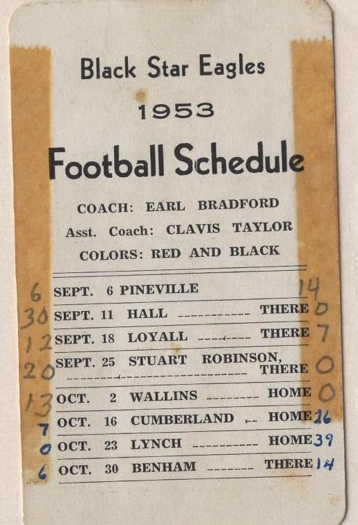 1953 Black Star Eagles, Football Schedule.jpg